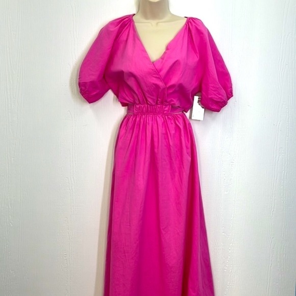 C+D+M - Bright Bold Barbie Pink Cutout Button Closure Maxi Dress Size Small - Picture 7 of 12